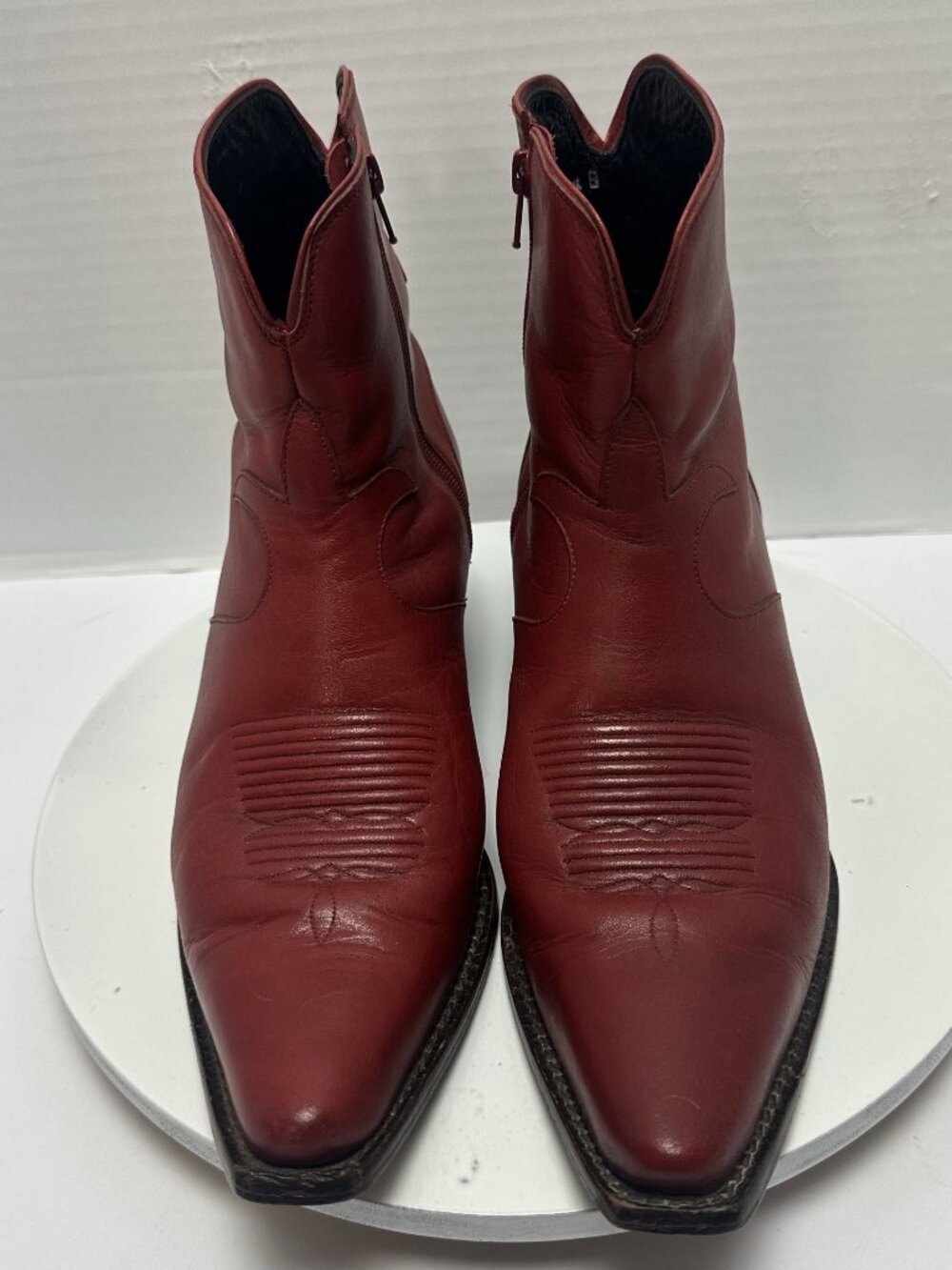Charlie 1 Horse Lucchese Women's Western Booties Red Leather 7.5 B Boho